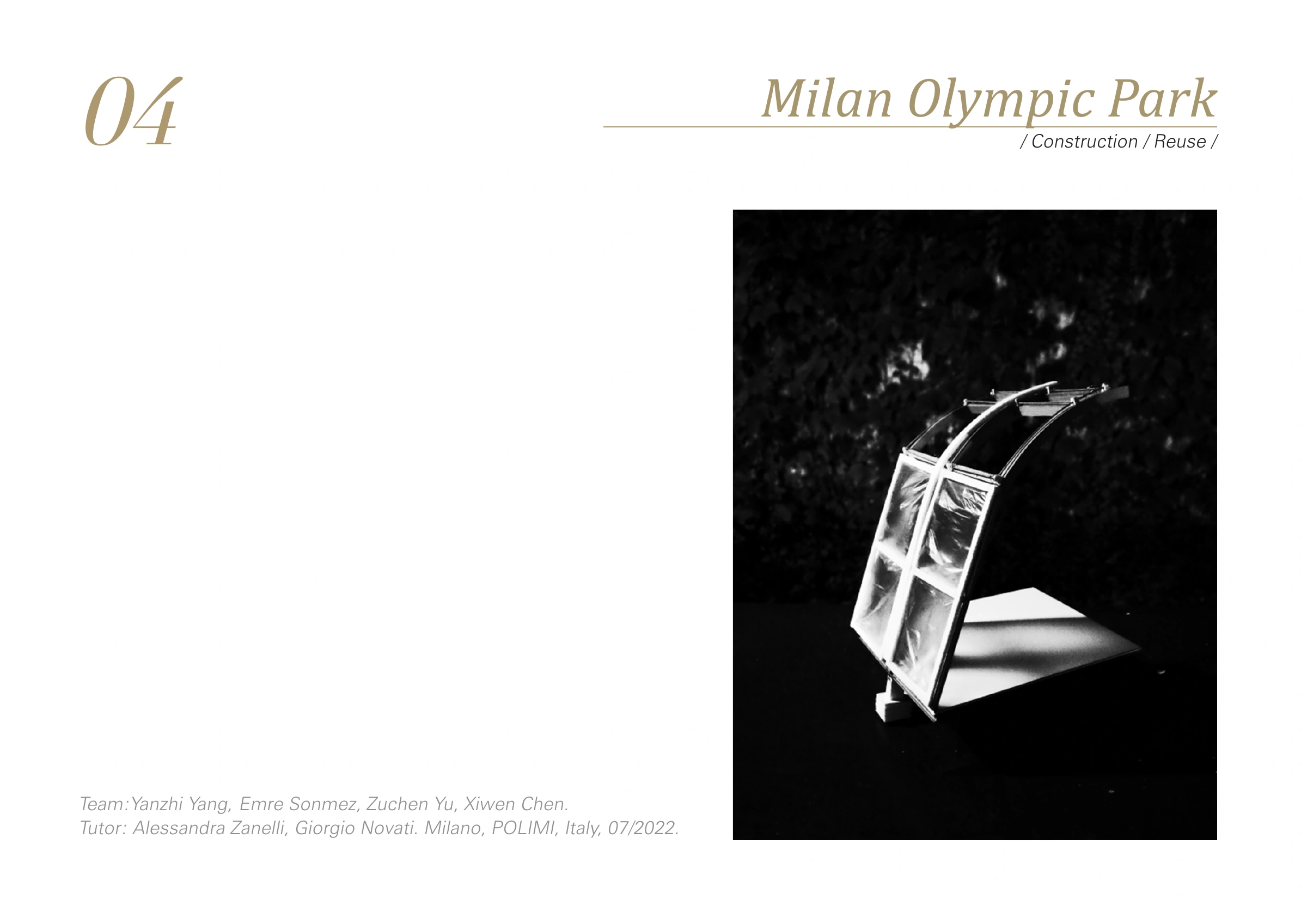 Milan Olympic Park: original project cover